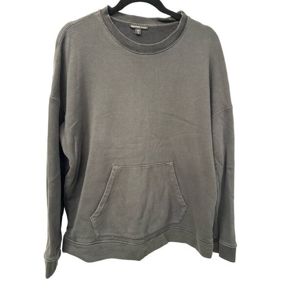James Perse Size Large/ 3 Dark Gray Cotton Sweatshirt Kangaroo Pockets - Picture 1 of 6